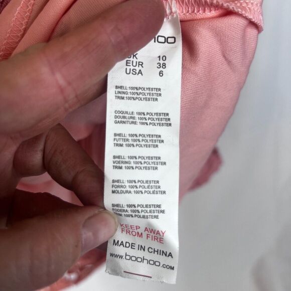 Boohoo NWT Pink Embroidered Floral Lace Cutout‎ Midi Bodycon Dress Size 6 - Picture 13 of 14